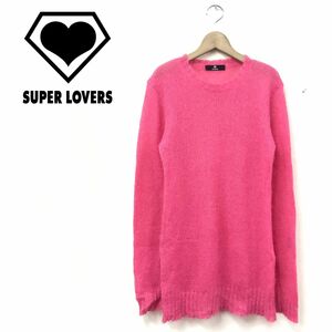 M2339-R◆SUPER LOVERS スーパーラヴァーズ モヘアニットセーター◆サイズM レディース トップス 秋冬 シアー感 ビビットカラー ピンク