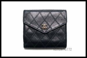 希少美中古■CHANEL 4番台 ビコローレ Wホック レザー 2つ折り財布 シャネル■0509uc1958823