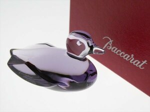 N680 Baccarat バカラ クリスタル ダック アヒル カモ 水鳥 パープル フィギュリン オブジェ 飾物