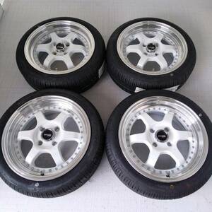 新品 15インチ 6.5J ＋40 4-100 ホワイト タイヤ付4本SET 165/50R15 カスタム チューナーサイズ (W2314-1)