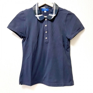 ブルーレーベルクレストブリッジ BLUE LABEL CRESTBRIDGE 半袖ポロシャツ サイズ38 M - ダークネイビー×黒×白 レディース チェック柄