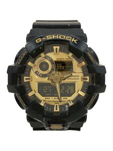 CASIO◆クォーツ腕時計・G-SHOCK/デジアナ/ラバー/GLD/NVY