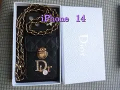 美品 Dior トロッター iPhone 14 ケースブラック 革