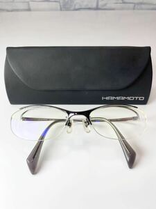 HAMAMOTO HT-020 ハマモト ハーフリム スクエア型 ブラック 眼鏡 良品