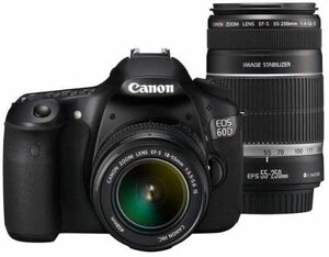 Canon デジタル一眼レフカメラ EOS 60D ダブルズームキット EF-S18-55ｍｍ/(中古品)