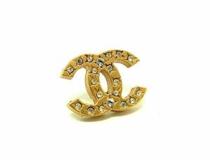 1円 ■美品■ CHANEL シャネル 06A ココマーク ラインストーン 片耳のみ ピアス アクセサリー レディース ゴールド系 AW6548