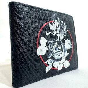 極美品 DIor HOMME ディオールオム オブリーク トロッター 薔薇 二つ折り財布 サフィアーノレザー