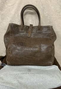 定価40万円強！希少即決！BRUNELLO CUCINELLI　ブルネロ口ネリ　レザーバッグ　トートバッグ　Made in Italy