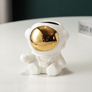 ペン立て 置物 小さな宇宙飛行士 二頭身 ユニーク 陶器製 (ホワイト)