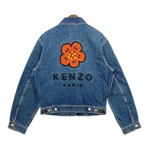 KENZO ケンゾー ボケ フラワー 刺繍 デニムジャケット 美品 ジージャン ロゴ Gジャン 古着 メンズ Mサイズ インディゴ ブルゾン DM8095■