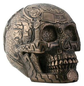 ブロンズ風 アステカ彫刻スカル(頭蓋骨) 彫像 置物オブジェ/ ハロウィン サンタムエルテ 縁起物 魔除け 厄除け(輸入品