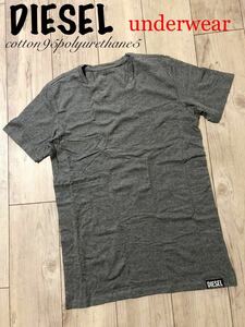 正規 【DIESEL】新品未使用 gray 裾タグモデル ストレッチ Tシャツ ディーゼル アンダーウエア cotton95% elastin5% グレー M★