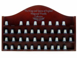 ウェッジウッド セット■The Kings & Queens of England 指ぬき 指貫 39個 専用木製ラック セット ジャスパー シンブル コレクション
