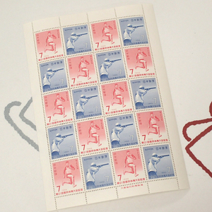♪1966年 第21回国民体育大会記念 7円切手シート シワあり☆