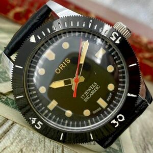 【BIGサイズ】★送料無料★ オリス ORIS メンズ腕時計 ブラック ベゼル 手巻き ヴィンテージ アンティーク