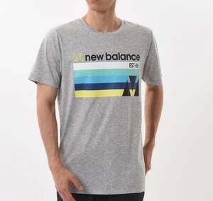 新品 ニューバランス 半袖 Tシャツ L グレー AMT11071 new balance 即決