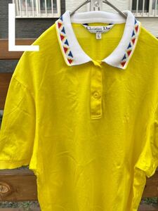 レトロ　ヴィンテージ 昭和　クリスチャンディオール スポーツ　ポロシャツ Lサイズ イエロー　黄色　ゴルフ　テニス