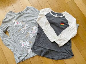 ☆美品　gap kids ガールズ　長袖　Tシャツ 2枚　刺繍　プリント　ギャップ　女の子　150cm XL