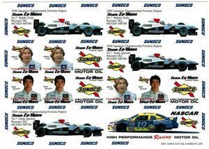 ステッカー　フォーミュラ・ニッポン　2000年　チーム・ルマン　スノコ　野田英樹 五十嵐雄大　SUNOCO　NASCAR