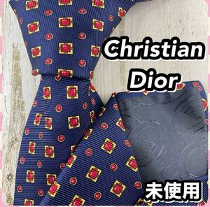 未使用 1円〜 Christian Dior クリスチャン ディオール ネクタイ ネイビー シルク100% 管理03404202105