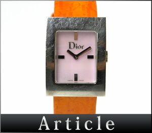 174304〇動作確認済 Christian Dior ディオール マリス 腕時計 クォーツ D78-109 シェル ピンク シルバー オレンジ レディース/ D