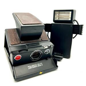 KY0087■ 【動作未確認】 POLAROID SX-70 LAND CAMERA MODEL 2 ポラロイド インスタント カメラ ストロボ付き フィルムカメラ 