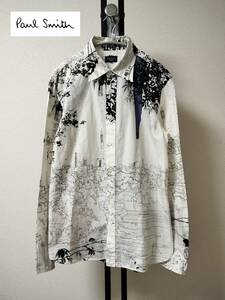 Paul Smith jeans/ポールスミス/City Print L/S SHIRT/街柄×水彩調ライン×植物×ドット柄シャツ/ユニークデザイン