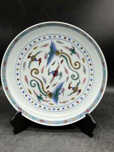 r6050633 中国美術 飾り皿 唐物 大皿 中国古玩 在銘　大清同治年製　