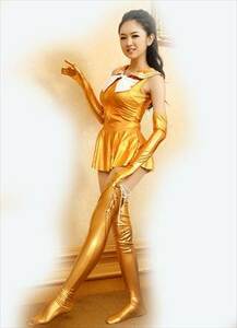 セーラームーン風衣装3点セット 金色 女性Sサイズ