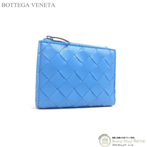 ボッテガ ヴェネタ （BOTTEGA VENETA） イントレチャート ミニウォレット 二つ折り 財布 608059 ブルー（新品）
