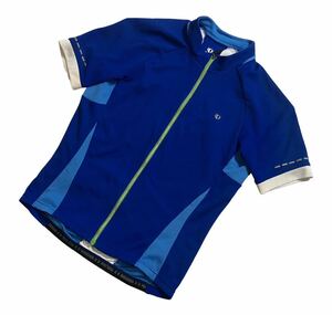 ■ PEARL iZUMi パールイズミ ■ ロゴ プリント 半袖 ジップアップ サイクル ジャージ ブルー系 L