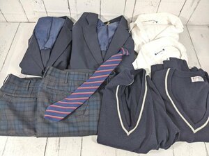 【10yt098】広島県 尾道市立向島中学校 男子用学生服 制服 ブレザー+半袖/長袖シャツ+セーター+冬服ズボン+ネクタイ◆T2285