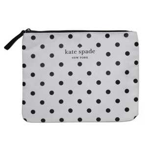 ケイトスペード ポーチ kate spade ドット 水玉柄 フラットポーチ ホワイト系×ブラック レディース 