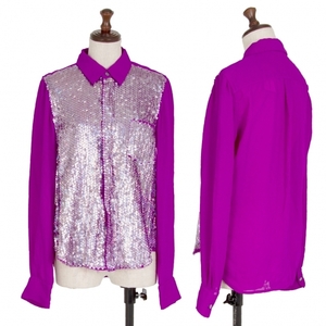 コムデギャルソンCOMME des GARCONS 製品染めスパンコールシャツ 紫S 【レディース】