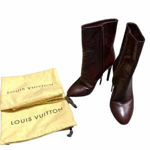 ◆中古品◆LOUIS VUITTON ルイヴィトン ショートブーツ モノグラム サイドZIP 37サイズ ブラウン系 レディース Q55037NC