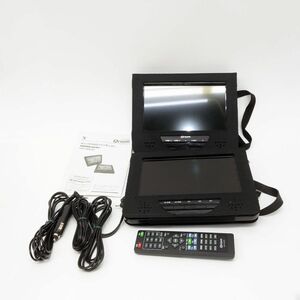 119 Qriom/キュリオム 9インチツインモニター ポータブルDVDプレーヤー CPD-TM90(B) CPRM対応 AC/DC対応 カー用品 ※中古