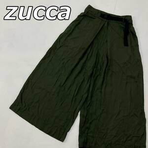 【zucca】ズッカ ベルト ワイドパンツ ミリタリーカラー 緑 グリーン ZU91FF160