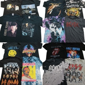 古着卸 まとめ 音楽・バンド 半袖Tシャツ 16枚セット (メンズ S /Ｍ ) ACDC KISS ニルヴァーナ 2PAC MS1401 1円スタート