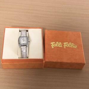 248-0059 Folli Follie フォリフォリ レディース腕時計　革ベルト　クオーツ　白　ホワイト　電池切れ　動作未確認