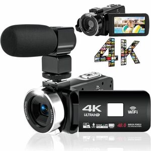 ビデオカメラ 4K YouTubeカメラ4800万画素WIFI