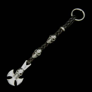 GABOR HANDMADE SKULL CROSS KEYCHAIN ガボール 本人 ハンドメイド ガボール作 スカル クロス キーチェーン シルバー 1990年初期