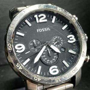 FOSSIL フォッシル JR1353 腕時計 アナログ クオーツ ブラック文字盤 ステンレススチール クロノグラフ 新品電池交換済み 動作確認済み