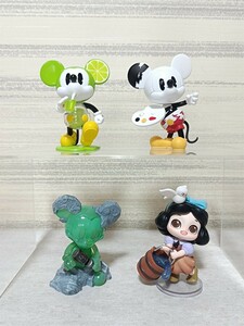 4個セット POPMART Ever-Curious ポップマート ディズニー 100周年 Lemon Jade Gypsum Mickey ミッキー フィギュア 白雪姫