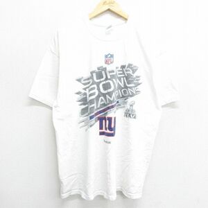 XL/古着 半袖 ビンテージ Tシャツ メンズ 00s リーボック NFL ニューヨークジャイアンツ 大きいサイズ コットン クルーネック 白 ホワイト