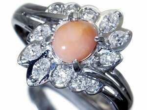 1円～【ジュエリー極】超希少宝石！大粒良質天然コンクパール0.83ct＆良質ダイヤ0.34ct 高級Pt900リング ソーティング k8445om【送料無料】