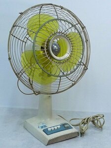 K141909*4A▲National/ナショナル ELECTRIC FAN TYPE 30EC 30cm 扇風機 3枚羽根 アンティーク 昭和レトロ 黄色