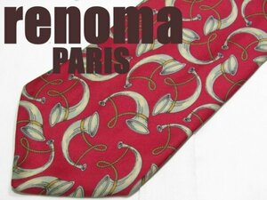 NA 432 【期間限定お試し】レノマ renoma PARIS ネクタイ 赤系 アート プリント