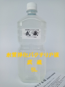 【バクテリア本舗 本店】武蔵 [5L]高濃度水質浄化バクテリア液(らんちゅう,めだか,グッピー,金魚,錦鯉,シュリンプ,熱帯魚,海水魚）