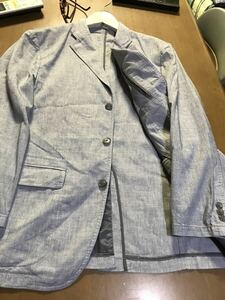 ELEMENT OF SIMPLE LIFE ㈱レナウン　サイズ46 綿麻混紡　シャンブレー　紺灰アンコンジャケット　