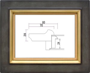 油絵/油彩額縁 木製フレーム 高級額縁 アクリル付 7103 サイズ F12号 アッシュグレー